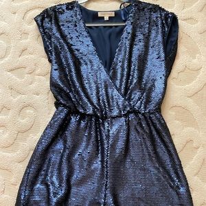 Honey Punch Navy Sequin Romper